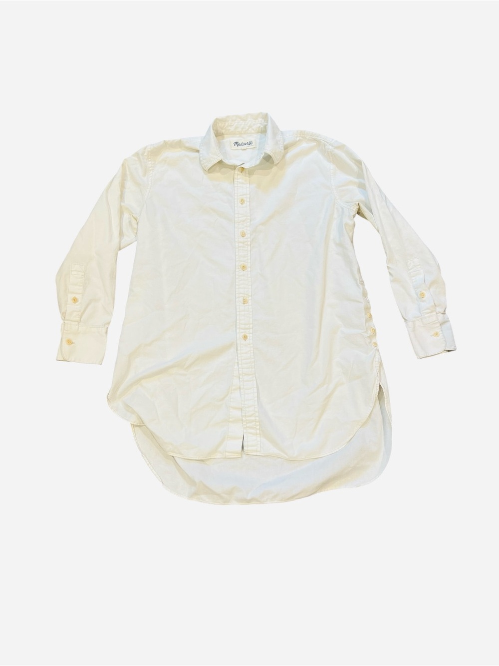 Madewell White Button-Down Tunic Shirt